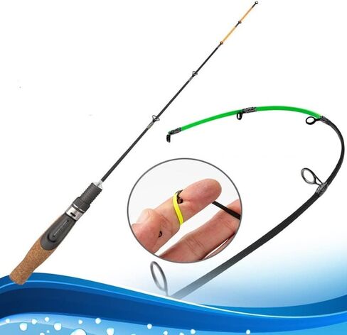 Winter Fishing Rod Soft 50Cm Ice with Flat Fiber Glass Tip Cork Handle 2-Section (D 50cm) in Saudi Arabia