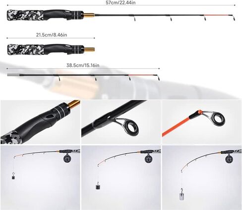 Mini Ice Fishing Rod 57 Cm Portable Carbon Fiber Winter Hard and Soft Tackle (D 57cm) in Saudi Arabia