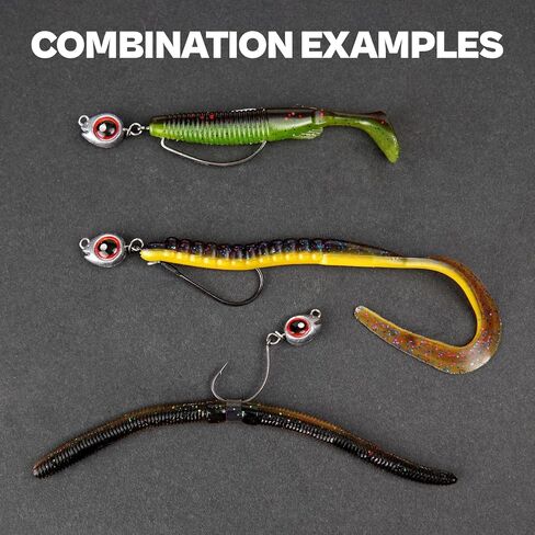 15-Sets Detachable Fish Head Swimbait Jig Heads - Weedless EWG Hooks Kit for Fishing (15 Fish Eye Weights + 15 Hooks) in Saudi Arabia