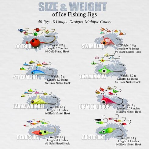 Ice Fishing Jigs Lures, 180, 170, 160Pcs Glow Micro Winter Jig Heads Hooks Soft Plastic Worm Baits kit for Crappie Walleye Panfish, Ice Fishing Gear Equipment Tackle Accessories in Saudi Arabia