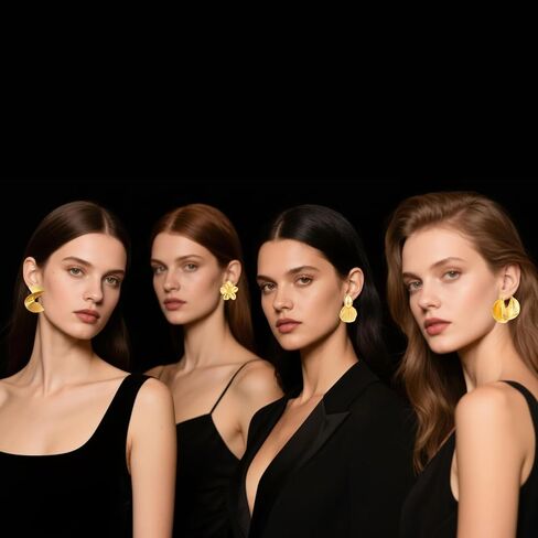 6 Pairs Gold Statement Earrings Set for Women Golden Large Chunky Flower Jewelry Summer Boho Dangle Drop Earrings Exaggerated Vintage Wedding Accessories Birthday Evening Party Fashion Gifts in Saudi Arabia