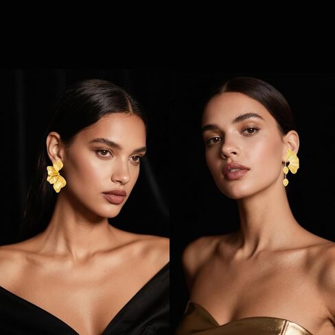 6 Pairs Gold Statement Earrings Set for Women Golden Large Chunky Flower Jewelry Summer Boho Dangle Drop Earrings Exaggerated Vintage Wedding Accessories Birthday Evening Party Fashion Gifts in Saudi Arabia