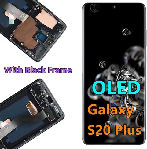 OLED Galaxy S20 Plus LCD Screen Replacement for Samsung Galaxy S20 Plus 5G Display Touch Screen Digitizer Assembly SM-G986U SM-G986U1 Support Fingerprint. (with Black Frame+Back Cover Adhesive+Tools) in Saudi Arabia