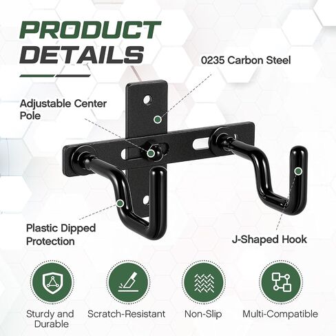 2 Pack Handgun Hanger Wall Mount Dual Pistol J-Hooks Gun Display System for Handgun Revolver Heavy Duty Steel Modular Gun Rack Storage Modern Black Pistol Holder in Saudi Arabia