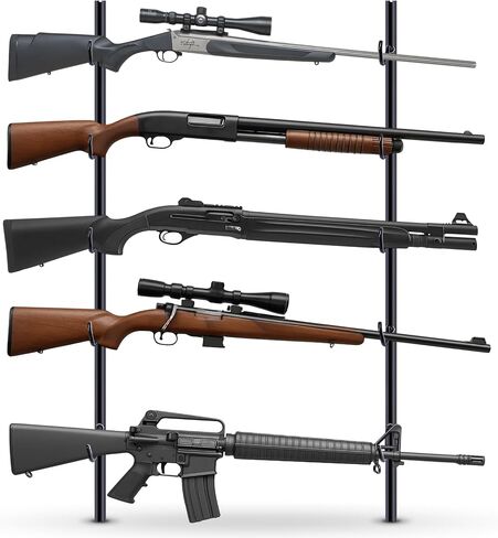 Zonon 2 Pcs Gun Racks for Wall Holds up 5 Guns Adjustable Steel Gun Rack Wall Mount Rifle Shelf Display Stand for Indoor Securely Hold, Fishing Rod Pole Rack in Saudi Arabia
