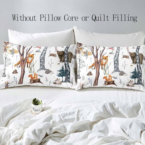 luvivihome 3pcs لطيف الثعلب غطاء لحاف مجموعة الفراش الكاملة، غطاء لحاف أسود، طفل الفتيات الفتيان طفل أطفال الفراش، الكرتون الأرنب البومة الدب الغابات الحيوان المعزي غطاء لحاف المفرش، 2 وسادة شمس in Kuwait