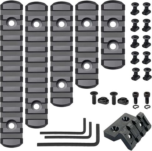 Picatinny Rail 3,5,7,9,11,13-Slot for Mlok, CG Gears Polymer Rails Section Plus Offset Flashlight Mount with T-Nuts, Screws & Allen Wrench in Saudi Arabia