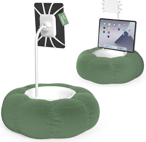 Lap Kindle Pillow Stand with Silicone Holder for Kindle Accessories and Phones (4.7"-8") & Adjustable iPad Stand for Desk with Snack Bowl for Tablets(8"-15.5")-Ideal for Hands-Free Reading in Saudi Arabia