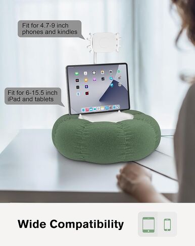 Lap Kindle Pillow Stand with Silicone Holder for Kindle Accessories and Phones (4.7"-8") & Adjustable iPad Stand for Desk with Snack Bowl for Tablets(8"-15.5")-Ideal for Hands-Free Reading in Saudi Arabia