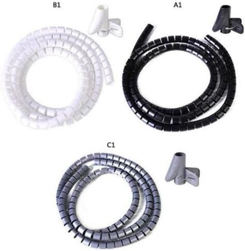 Spiral Cable Wrap, Spiral Cable Sleeve 1.5m Multicolor 10-30mm ID(White,15mm Inside Diameter) in Saudi Arabia