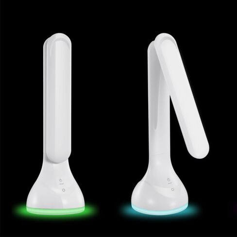 IHAO 7-Color Gradient Ambient Desk Lamp with LED Display Eye-Caring LED Table Lamp with Calendar, Temperature Display, Multi-Angle Adjustable Modern Office Lamp for Home & Office T19A White in Kuwait