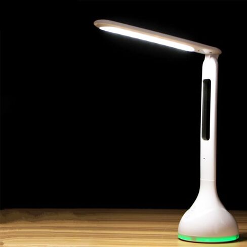 IHAO 7-Color Gradient Ambient Desk Lamp with LED Display Eye-Caring LED Table Lamp with Calendar, Temperature Display, Multi-Angle Adjustable Modern Office Lamp for Home & Office T19A White in Kuwait