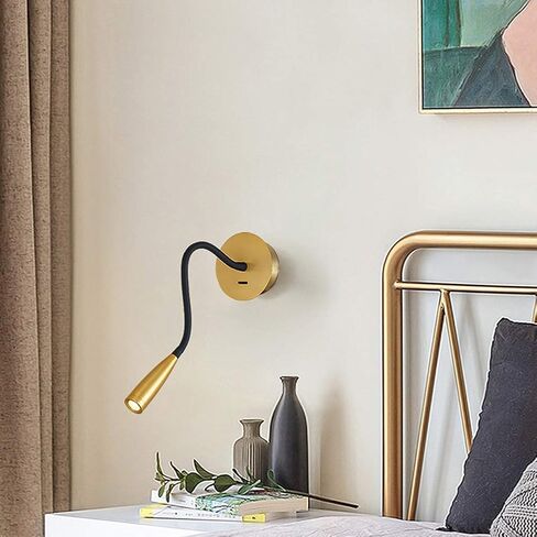 Modern Bedside Reading Light with USB Charger, Adjustable LED Wall Lamp, Rotatable Design, Silicone Hose, Perfect for Bedroom, Living Room, White Night Light in Saudi Arabia