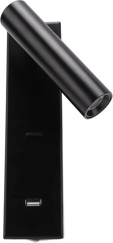 مصباح قراءة حائطي LED من BAFOVY، مصباح مثبت على الحائط بذراع قابل للتعديل مع منفذ شحن USB لللوح الأمامي لغرفة النوم، سبائك الألومنيوم 350 درجة دوران 90 درجة إمالة in Kuwait
