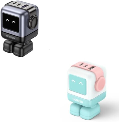 UGREEN 65W USB-C Charger Bundle, Black Robot + Light Blue Robot 3-Port Fast Charger Combo, Compatible with iPhone 16/15/14/13, Galaxy S25/S24, iPad Pro, MacBook Air, Pixel in Saudi Arabia