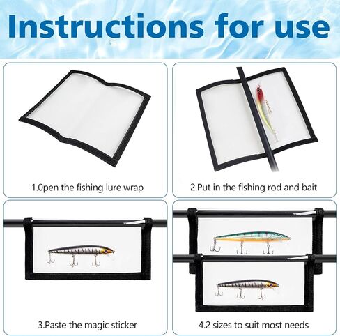 8 Pack Fishing Lure Wraps,Resistant Clear PVC Lure Covers Water-Resistant Tackle Storage for Rod Fabric Hook Protectors in Saudi Arabia