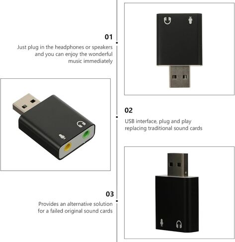 MERRYHAPY USB محول الصوت بطاقة الصوت الخارجية مع الصوت المحيطي سماعة الرأس والميكروفون الرافعات المدمجة سبائك الألومنيوم لتوصيل الكمبيوتر المحمول والتشغيل in Kuwait
