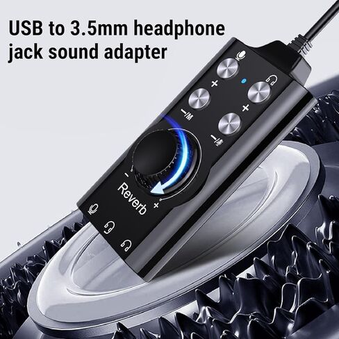 ASHATA USB to 3.5mm Jack Audio Adapter External Sound Card, with Volume Control and Voice Changer, for PC Laptop Desktop Headset Microphone in Saudi Arabia