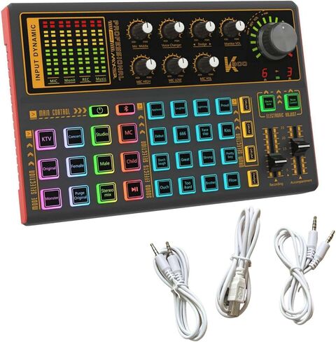 Audio Mixer, Podcast Recording Equipment Mixer Voice Live Sound Card Accessory in Saudi Arabia