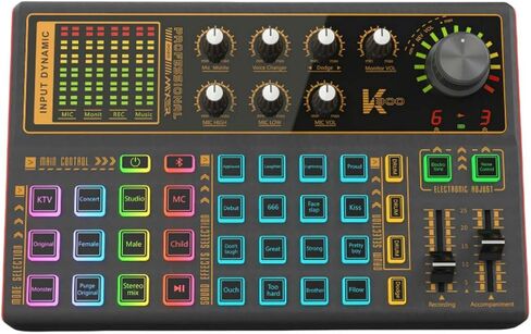 Audio Mixer, Podcast Recording Equipment Mixer Voice Live Sound Card Accessory in Saudi Arabia