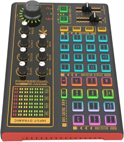 Audio Mixer, Podcast Recording Equipment Mixer Voice Live Sound Card Accessory in Saudi Arabia