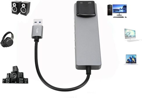 ASHATA 7.1 USB Sound Card, External Sound Card for PC Laptop with SPDIF Digital Output Audio, High Resolution, for Gaming Laptop PC Silver in Saudi Arabia