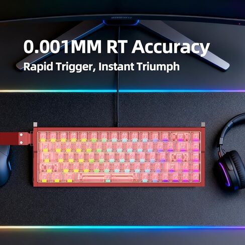MG68Plus Rapid Trigger، لوحة مفاتيح مغناطيسية كاملة من سبائك الألومنيوم، 65% TKL، PCB نانو مقاوم للماء، دقة 0.001 مم، معدل مسح مفتاح واحد 256 كيلو هرتز، لوحة مفاتيح سلكية للألعاب RGB (أسود) in Kuwait