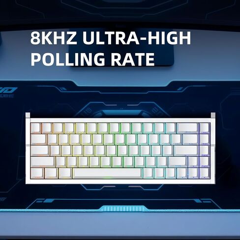 MG68ACE 68 مفتاح لوحة مفاتيح مغناطيسية سلكية، هيكل من سبائك الألومنيوم، زمن وصول منخفض 8K، ARGB قابل للتبديل السريع، برنامج تشغيل الويب، لوحة مفاتيح ألعاب قابلة للتخصيص (أبيض) in Kuwait