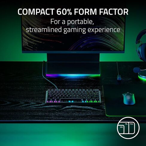 لوحة مفاتيح الألعاب Razer Huntsman V3 Pro TKL Esports: مفاتيح بصرية تناظرية Snap Tap - مشغل سريع - تشغيل قابل للتعديل - مفاتيح الوسائط والقرص - أغطية مفاتيح PBT - إصدار Counter-Strike 2 in Saudi Arabia