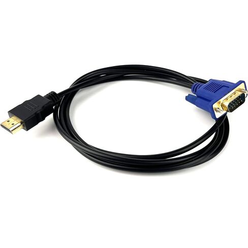 كابل محول HDMI إلى VGA، محول VGA بسلك 1080P، منفذ ذكر إلى ذكر سلك أحادي الاتجاه للكمبيوتر والكمبيوتر المحمول والشاشة والكمبيوتر الشخصي والتلفزيون عالي الدقة، 1.8 متر in Kuwait