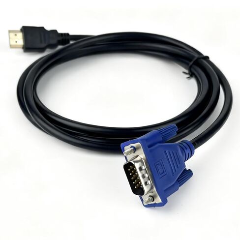 كابل محول HDMI إلى VGA، محول VGA بسلك 1080P، منفذ ذكر إلى ذكر سلك أحادي الاتجاه للكمبيوتر والكمبيوتر المحمول والشاشة والكمبيوتر الشخصي والتلفزيون عالي الدقة، 1.8 متر in Kuwait