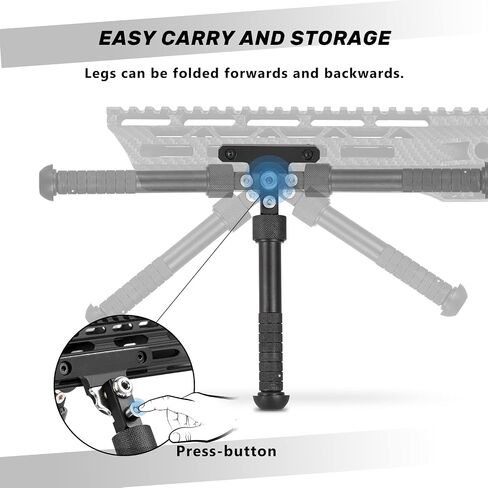 Bipod for M-Rail, Adjustable 6.5-9 Inches Side Rail Direct Attach Bipod for Shooting and Hunting in Saudi Arabia