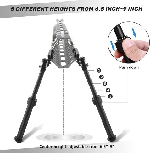 Bipod for M-Rail, Adjustable 6.5-9 Inches Side Rail Direct Attach Bipod for Shooting and Hunting in Saudi Arabia