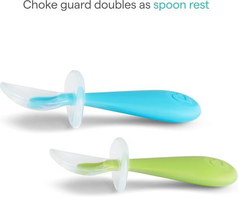 Munchkin® Silicone Scoop™ Trainer Spoons with Choke Guard for Baby Led Weaning, 4 Count, Pink/Purple in Saudi Arabia
