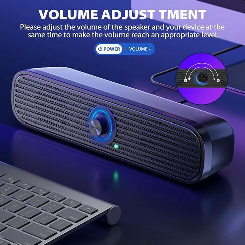 Bluetooth Computer Speakers, USB Powered PC Speakers, Small Speakers Wired with Volume Control for Cellphone Pad MP3, Stereo Sound with 3.5mm Audio Plug for Windows Mac Linux PCs in Saudi Arabia