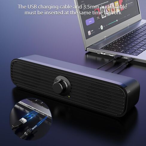 Bluetooth Computer Speakers, USB Powered PC Speakers, Small Speakers Wired with Volume Control for Cellphone Pad MP3, Stereo Sound with 3.5mm Audio Plug for Windows Mac Linux PCs in Saudi Arabia