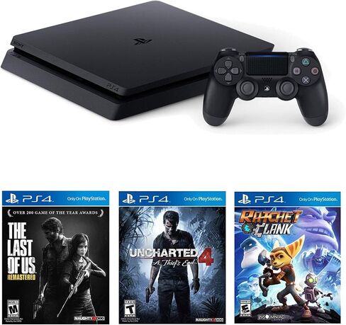 Sony Playstation 4 Slim(CUH-2215B) 1TB Core with Starter Pack Bundle-(Jet Black) (Renewed) in Saudi Arabia