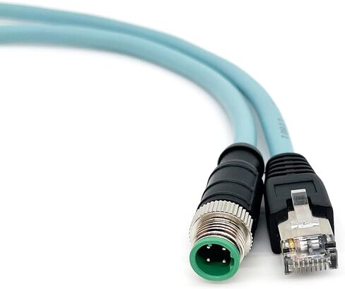 3.28Ft M12 4Pin Male D Code إلى RJ45 Male Cat5e Ethernet Cable، PVC عالي المرونة محمي زوج ملتوي مجموعة الكابلات الصناعية، 4A، 250V، AWG24، للكاميرا الصناعية وأنظمة التشغيل الآلي (1M) in Kuwait