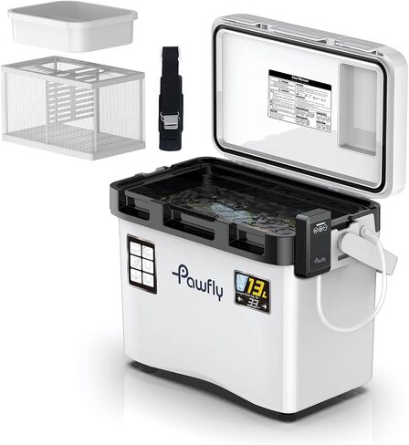 Pawfly Live Bait Cooler, 13-19 QT Leak-Proof Fishing Cooler with Rechargeable Aerator, Portable Fish Livewell for Boat, Insulated Minnow Bucket for Shrimp & Live Fish, Hard Cooler Box for Fishing in Saudi Arabia