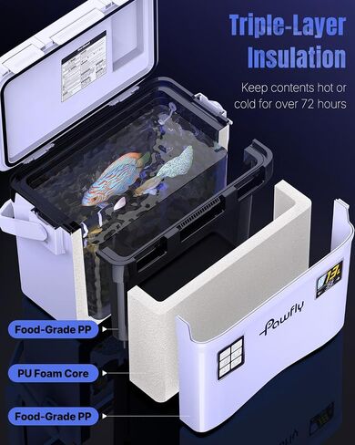 Pawfly Live Bait Cooler, 13-19 QT Leak-Proof Fishing Cooler with Rechargeable Aerator, Portable Fish Livewell for Boat, Insulated Minnow Bucket for Shrimp & Live Fish, Hard Cooler Box for Fishing in Saudi Arabia