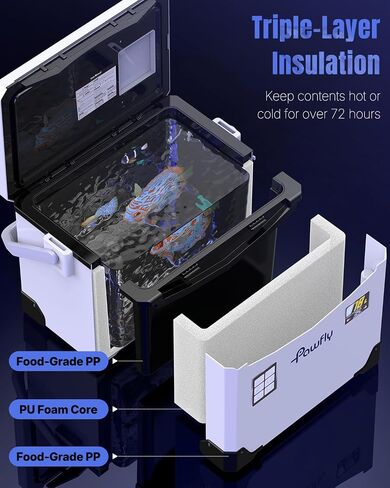 Pawfly Live Bait Cooler, 13-19 QT Leak-Proof Fishing Cooler with Rechargeable Aerator, Portable Fish Livewell for Boat, Insulated Minnow Bucket for Shrimp & Live Fish, Hard Cooler Box for Fishing in Saudi Arabia