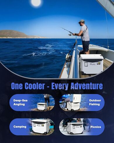 Pawfly Live Bait Cooler, 13-19 QT Leak-Proof Fishing Cooler with Rechargeable Aerator, Portable Fish Livewell for Boat, Insulated Minnow Bucket for Shrimp & Live Fish, Hard Cooler Box for Fishing in Saudi Arabia