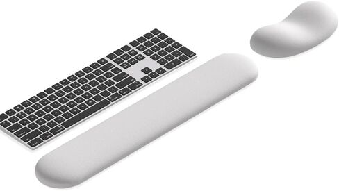 Ergonomic Wrist Rest Set for Keyboard and Mouse | Cooling Gel & Slow-Rebound Memory Foam Palm Support Pad | Luxe Leather, Minimalist, Non-Slip PU Base for Office, Laptop & Gaming (03White) in Saudi Arabia