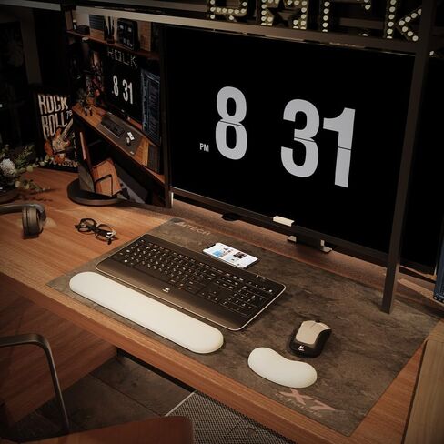 Ergonomic Wrist Rest Set for Keyboard and Mouse | Cooling Gel & Slow-Rebound Memory Foam Palm Support Pad | Luxe Leather, Minimalist, Non-Slip PU Base for Office, Laptop & Gaming (03White) in Saudi Arabia