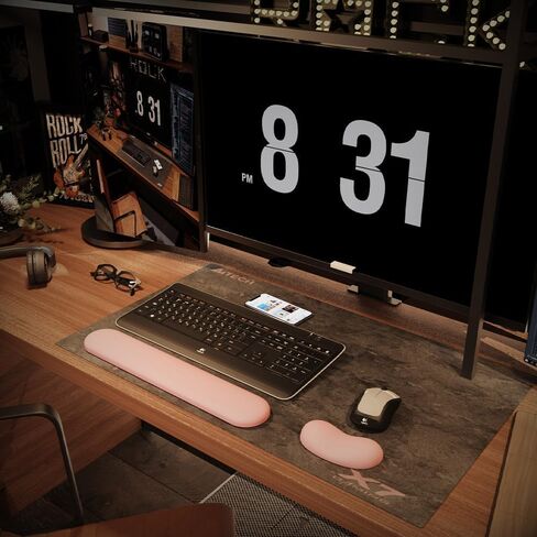 Ergonomic Wrist Rest Set for Keyboard and Mouse | Cooling Gel & Slow-Rebound Memory Foam Palm Support Pad | Luxe Leather, Minimalist, Non-Slip PU Base for Office, Laptop & Gaming (03White) in Saudi Arabia