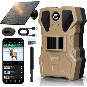 4G Cellular Trail Camera w/AI Detection, 2K 33MP Live Streaming Game Camera w/Unlimited Data Plan, No-Glow IR Flash, 120° FOV, 0.2S Fast Trigger, Two-Way Talk, Solar Panel & Battery Powered in Saudi Arabia