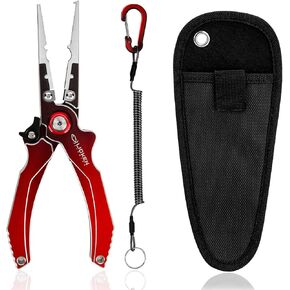 8 Inch Multifunctional Fishing Pliers, Aluminum Corrosion Resistant Hook Remover, Saltwater Proof Fishing Pliers with Sheath Coiled Lanyard and Safety Lock, Tungsten Carbide Fishing Line Cutter in Saudi Arabia