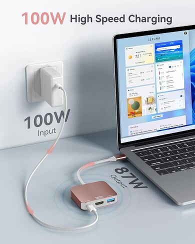 USB C to HDMI Adapter【4K@60HZ】, Vilcome HDMI to USB C Adapter Multiport with USB Type C PD & USB 3.0 Port, Compatible for MacBook Pro/Air, iPad Pro/Air, Dell XPS, iPhone 15 Pro/Max, Android (Rose) in Saudi Arabia