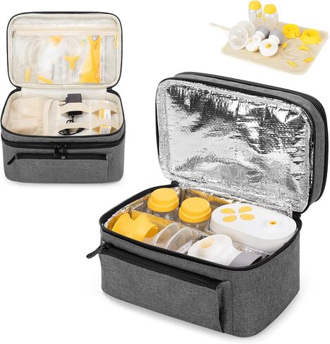 BAFASO Breast Pump Bag (Compatible with Medela Pump in Style) with a Waterproof Pump Parts Pad, Carrying Case for Medela Pump in Style and Extra Parts (Patent Pending), Black in Kuwait