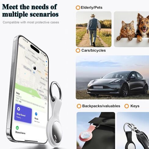 Air Tracker Tags - 2 Pack, Bluetooth Tracker for iPhone ipad Find My(iOS Only),Key Item Finder Locator with Sound, Smart Luggage Tag for Suitcases Keys/Bags/Pets/Wallet/Backpack,Battery Replaceable in Saudi Arabia